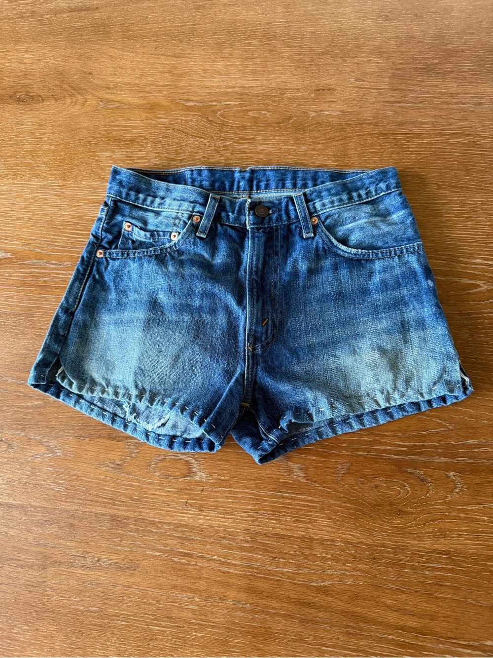 Vintage Inspired Levi's 505 0217 XX Faded Blue Denim Cutoff Shorts